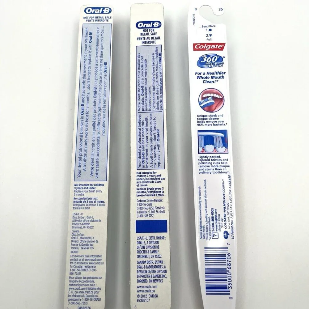 Oral-B & Colgate Soft Toothbrush Bundle Professional Dental Care Lot Of 3 NEW